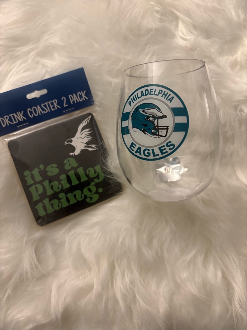 Teal Stemless Wine Cup and Coaster bundle - NFL Team Logo
